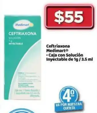 Bodega Aurrerá Cefriaxona Medimart 1g/3.5ml oferta