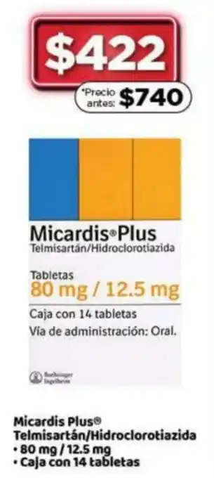 Micardis Plus Telmisartán/Hidroclorotiazida 14x80mg/12.5mg