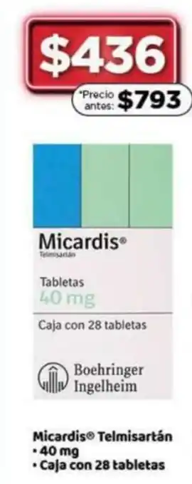 Bodega Aurrerá Micardis Telmisartán 28x40mg oferta