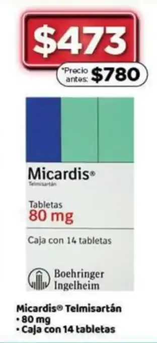 Bodega Aurrerá Micardis Telmisartán 14x80mg oferta