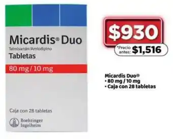 Bodega Aurrerá Micardis Duo 28x80mg/10mg oferta
