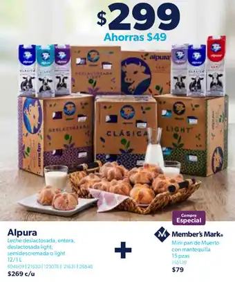 Sam's Club Alpura + Mini Pan de Muerto con Mantequila 15pzas oferta