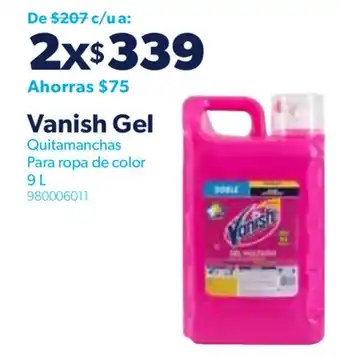 Sam's Club Vanish Gel Quitamanchas para Ropa de Color 2x9L oferta