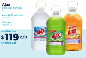 Sam's Club Ajax Limpiador Multiusos 5L, Amonia/Bicarbonato, Citronela oferta