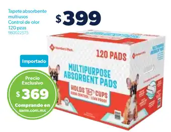 Sam's Club Tapete Absorbente Multiusos Control de Olor 120 pzas oferta