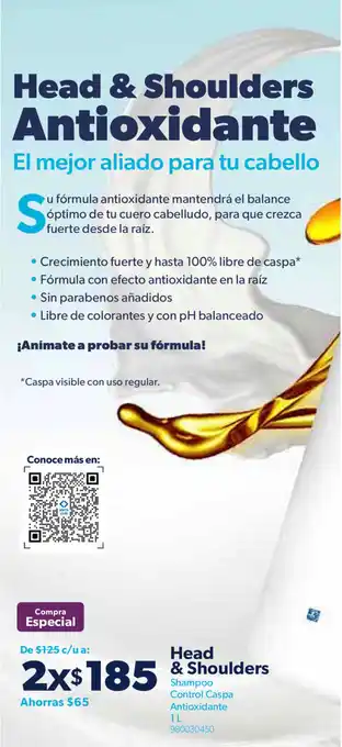 Sam's Club Head & Shoulders Shampoo Control Caspa Antioxidante 2x1L oferta