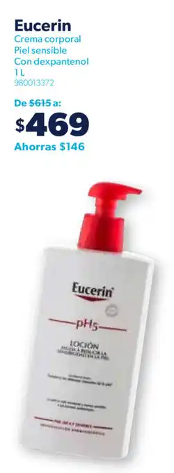 Sam's Club Eucerin Crema Corporal Piel Sensible con Dexpantenol 1L oferta