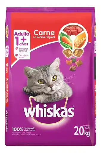 Mercado Libre Alimento Whiskas Para Gatos Adultos Sabor Carne 20kg oferta