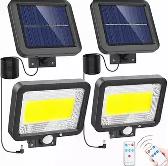 Mercado Libre Lámpara Solar Exterior Pared Sensor 2pc 100led 3modos+remoto Color Negro oferta