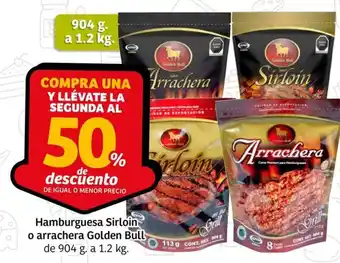 Hamburguesa Sirloin o arrachera Golden Bull de 904 g a 1.2 kg