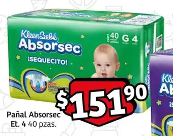 Soriana Express Pañal Absorsec Et. 4 40 pzas. oferta