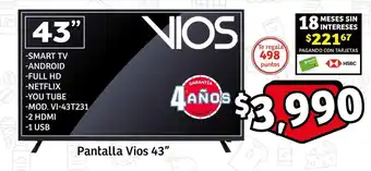 Soriana Express Pantalla Vios 43" oferta