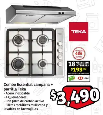 Soriana Express Combo Essential campana + parrilla Teka oferta