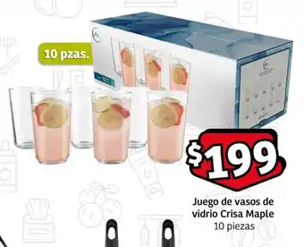 Soriana Express Juego de vasos de vidrio Crisa Maple 10 piezas oferta