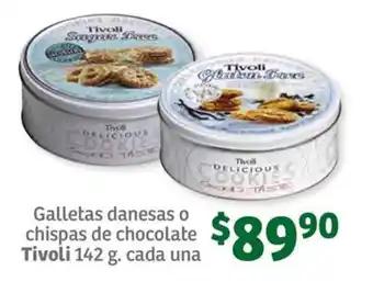 Soriana Súper Galletas danesas o chispas de chocolate Tivoli 142 g. cada una oferta