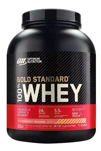 Mercado Libre Suplemento en polvo Optimum Nutrition Proteína Gold Standard 100% Whey proteína sabor strawberry banana en pote de 2.27kg oferta