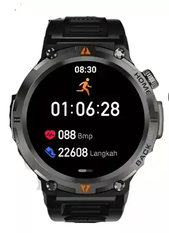 Smartwatch Eigiis KE series KE3 Tactical 1.45 caja 50mm de abs negra, malla negra de silicona y bisel negro de plástico