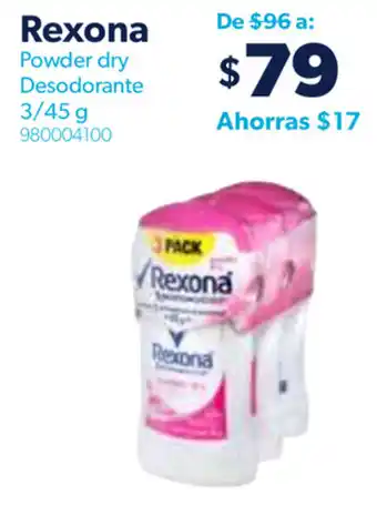 Sam's Club Rexona Powder Dry Desodorante 3/45g oferta