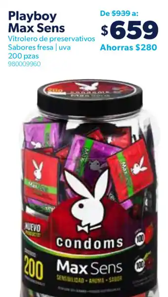 Playboy Max Sens Vitrolero de Preservativos Sabores Fresa/Uva 200 pzas
