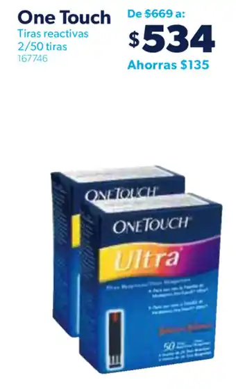 Sam's Club One Touch Tiras Reactivas 2/50 tiras oferta