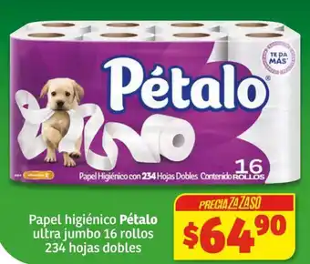 Soriana Súper Papel higiénico Pétalo ultra jumbo 16 rollos 234 hojas dobles oferta
