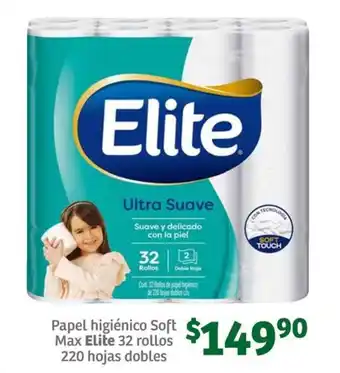 Soriana Súper Papel higiénico Soft Max Elite 32 rollos 220 hojas dobles oferta