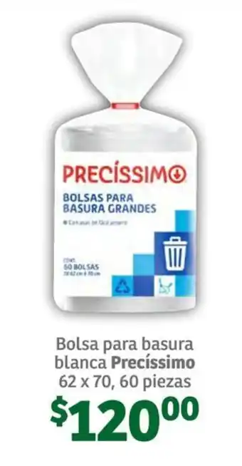 Soriana Súper Bolsa para basura blanca Precíssimo 62 x 70, 60 piezas oferta