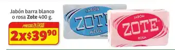 Jabón barra blanco o rosa Zote 400 g. x 2