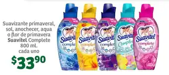 Soriana Súper Suavizante primaveral, sol, anochecer, aqua o flor de primavera Suavitel Complete 800 ml. cada uno oferta