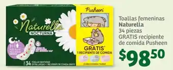 Toallas femeninas Naturella 34 piezas GRATIS recipiente de comida Pusheen
