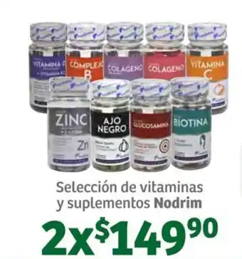 Selección de vitaminas y suplementos Nodrim x 2