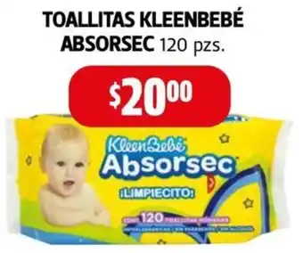Farmacias Guadalajara TOALLITAS KLEENBEBÉ ABSORSEC 120pzs oferta