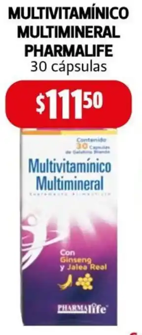 Farmacias Guadalajara MULTIVITAMÍNICO MULTIMINERAL PHARMALIFE 30 cápsulas oferta
