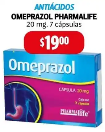 Farmacias Guadalajara ANTIÁCIDOS OMEPRAZOL PHARMALIFE 20mg 7 cápsulas oferta