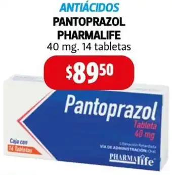 Farmacias Guadalajara ANTIÁCIDOS PANTOPRAZOL PHARMALIFE 40mg 14 tabletas oferta