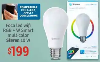 Soriana Híper Foco led wifi RGB+W Smart multicolor Steren 10 W oferta