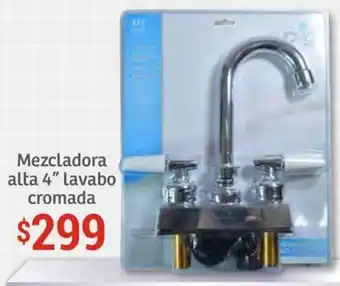 Soriana Híper Mezcladora alta 4" lavabo cromada oferta