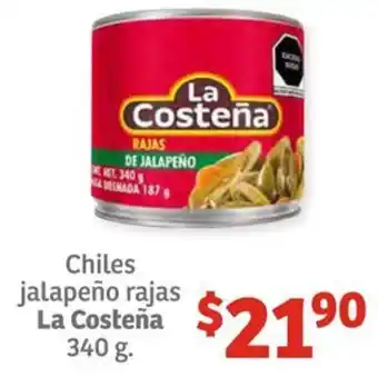 Soriana Híper Chiles jalapeño rajas La Costeña 340g oferta