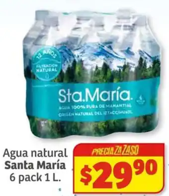 Soriana Híper Agua natural Santa María 6pack 1L oferta