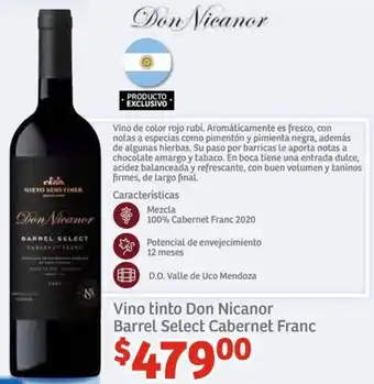 Soriana Híper Vino tinto Don Nicanor Barrel Select Cabernet Franc oferta
