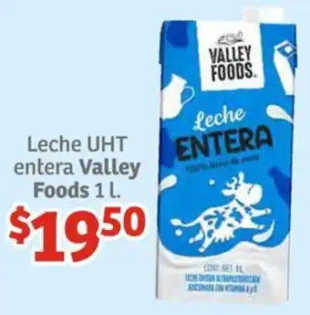 Soriana Híper Leche UHT entera Valley Foods 1L oferta