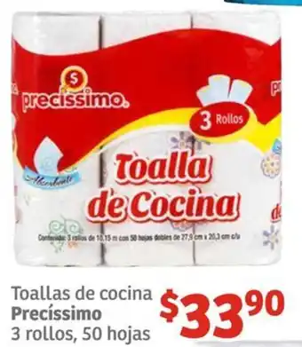 Soriana Híper Toallas de cocina Precíssimo 3 rollos 50 hojas oferta