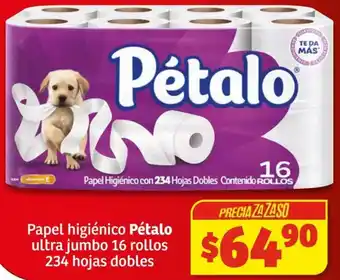 Soriana Híper Papel higiénico Pétalo ultra jumbo 16 rollos 234 hojas dobles oferta