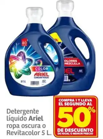 Soriana Híper Detergente líquido Ariel ropa oscura o Revitacolor 5L oferta
