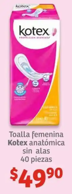 Soriana Híper Toalla femenina Kotex anatómica sin alas 40 piezas oferta