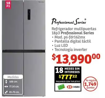 Soriana Híper Professional Series Refrigerador multipuertas 18p3 Professional Series oferta
