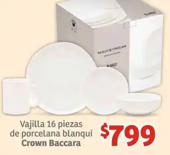 Soriana Híper Vajilla 16 piezas de porcelana blanqui Crown Baccara oferta
