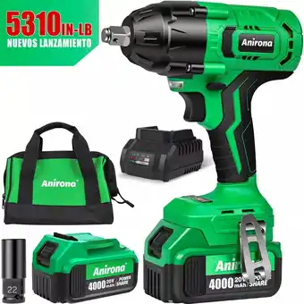 Mercado Libre Pistola Llave De Impacto Inalámbrico Anirona De 20v Batería oferta