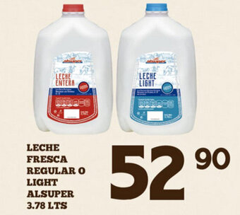 Alsuper Leche Fresca Regular o Light Alsuper 3.78lt oferta