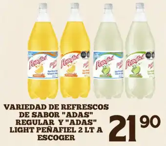 Alsuper Variedad de Refrescos de Sabor "Adas" Regular y "Adas" Light Peñafiel 1lt a Escoger oferta